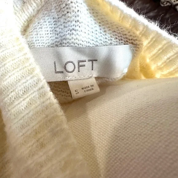 LOFT Womens Ivory Dachshund Buffalo Plaid Mock Neck Sweater Small Dog Graphic - Picture 7 of 8